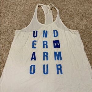 Under Armour White Tank Top with Blue Logo